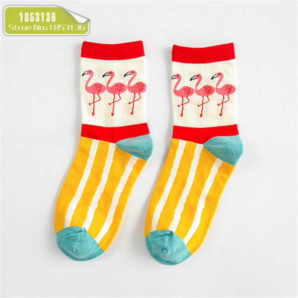 Autumn Winter Cute Flamingo Fashion Brand Cotton Socks