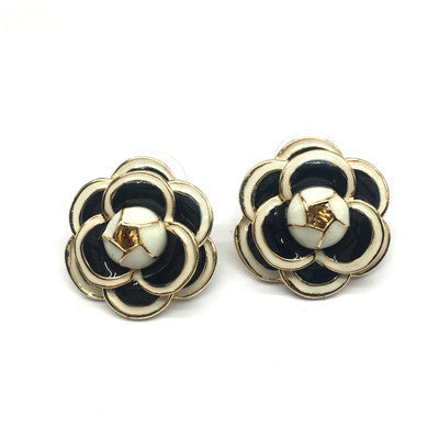 Jewelry CC Channel Style Flower Earrings