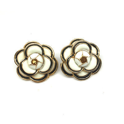 Jewelry CC Channel Style Flower Earrings